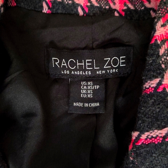 NWOT Rachel Zoe Double Breasted Plaid Blazer in pink and black size XS - Picture 7 of 7